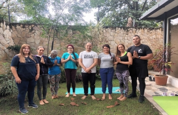 Yoga enthusiasts participated today in the free Yoga classes conducted at the Embassy